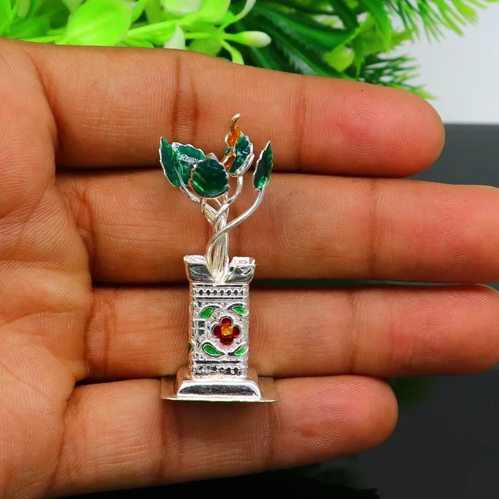 Rings TRIBAL ORNAMENTS 925 sterling silver handmade mini tulsi plant basil rosary plant for puja temple article excellent customized silver utensils art su158 Rings TRIBAL ORNAMENTS 925 sterling silver handmade mini tulsi plant basil rosary plant for puja temple article excellent customized silver utensils art su158
