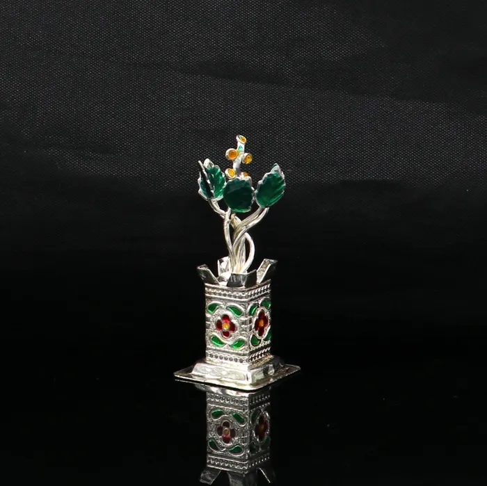 Rings TRIBAL ORNAMENTS 925 sterling silver handmade mini tulsi plant basil rosary plant for puja temple article excellent customized silver utensils art su158 Rings TRIBAL ORNAMENTS 925 sterling silver handmade mini tulsi plant basil rosary plant for puja temple article excellent customized silver utensils art su158
