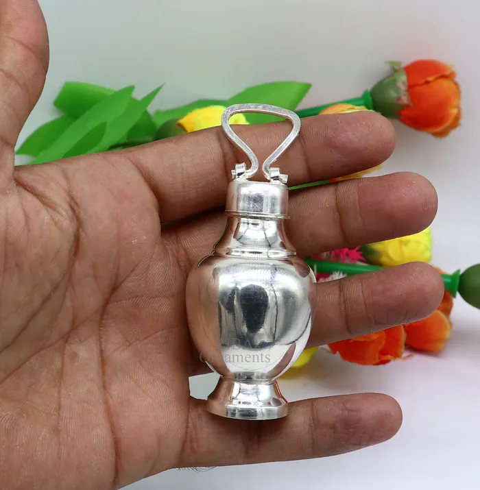 Rings TRIBAL ORNAMENTS 925 sterling silver handmade plain design holy divine Gangjali Silver Gangajal pot best silver water pot kalash puja utensils su715