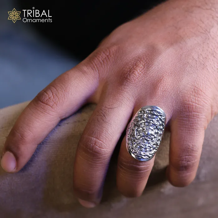 Rings TRIBAL ORNAMENTS 925 sterling silver heavy dome style ring mens Jewelry sr759 Rings TRIBAL ORNAMENTS 925 sterling silver heavy dome style ring mens Jewelry sr759