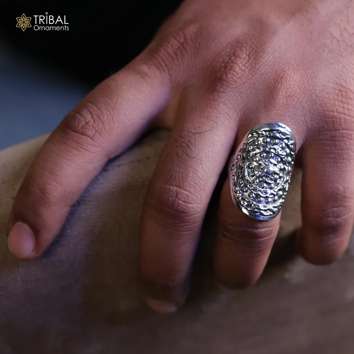 Rings TRIBAL ORNAMENTS 925 sterling silver heavy dome style ring mens Jewelry sr759