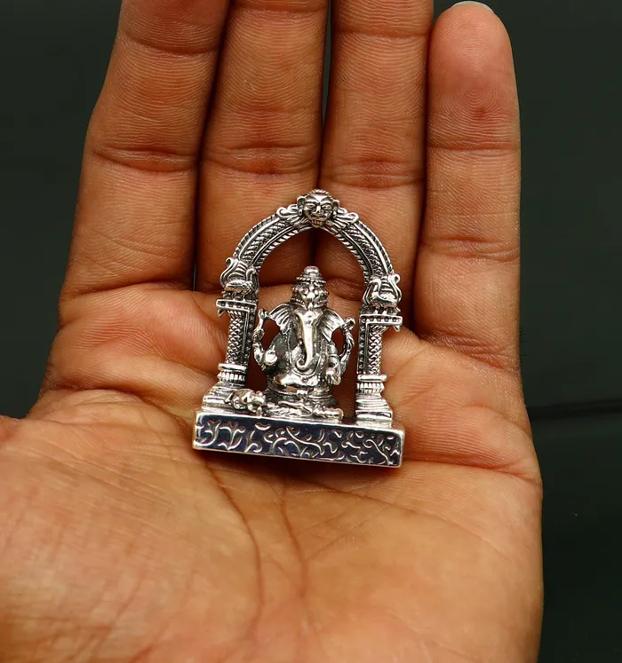 Rings TRIBAL ORNAMENTS 925 Sterling silver Idol lord Ganesha Pooja Articles Indian Silver Idols handcrafted Ganesh statue sculpture amazing gifting Art03