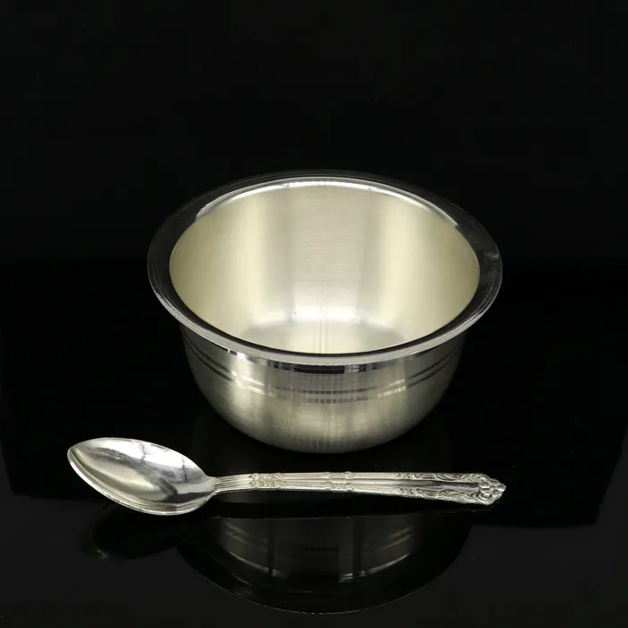Rings TRIBAL ORNAMENTS 999 fine silver handmade small baby bowl and spoon set silver tumbler flask stay babykids healthy silver vessels utensils sv119