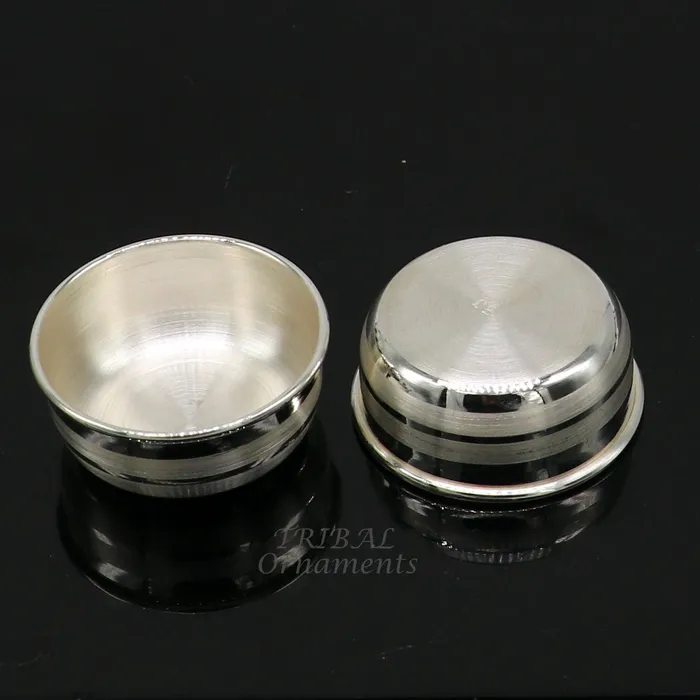 Rings TRIBAL ORNAMENTS 999 fine solid silver handmade small puja bowl temple puja pure silver utensils silver pooja utensils temple accessories india Rings TRIBAL ORNAMENTS 999 fine solid silver handmade small puja bowl temple puja pure silver utensils silver pooja utensils temple accessories india
