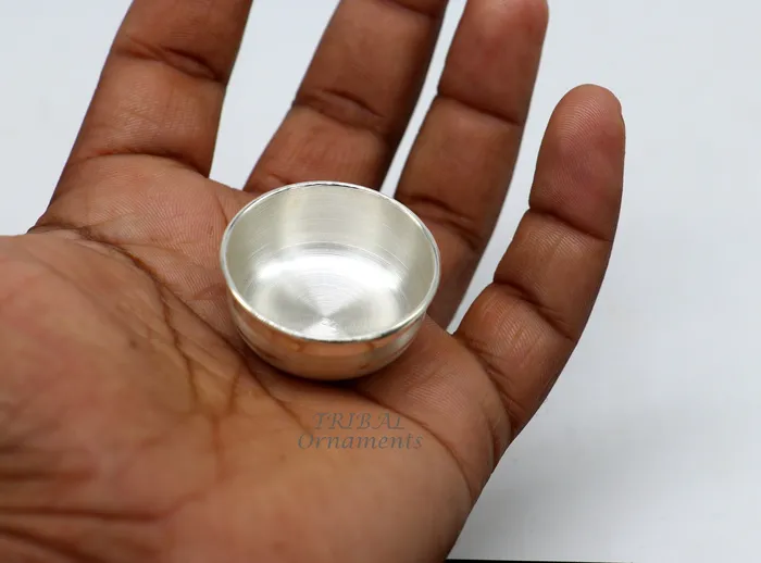 Rings TRIBAL ORNAMENTS 999 fine solid silver handmade small puja bowl temple puja pure silver utensils silver pooja utensils temple accessories india Rings TRIBAL ORNAMENTS 999 fine solid silver handmade small puja bowl temple puja pure silver utensils silver pooja utensils temple accessories india