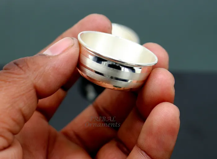 Rings TRIBAL ORNAMENTS 999 fine solid silver handmade small puja bowl temple puja pure silver utensils silver pooja utensils temple accessories india Rings TRIBAL ORNAMENTS 999 fine solid silver handmade small puja bowl temple puja pure silver utensils silver pooja utensils temple accessories india