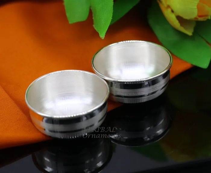 Rings TRIBAL ORNAMENTS 999 fine solid silver handmade small puja bowl temple puja pure silver utensils silver pooja utensils temple accessories india Rings TRIBAL ORNAMENTS 999 fine solid silver handmade small puja bowl temple puja pure silver utensils silver pooja utensils temple accessories india
