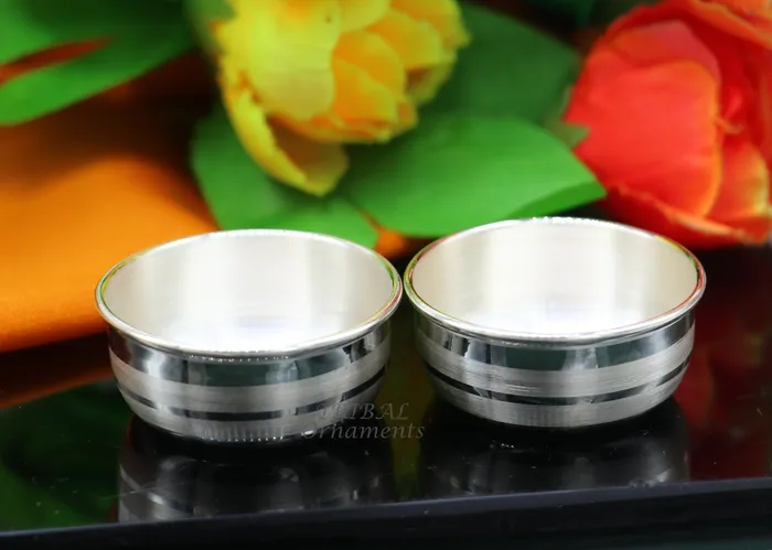 Rings TRIBAL ORNAMENTS 999 fine solid silver handmade small puja bowl temple puja pure silver utensils silver pooja utensils temple accessories india Rings TRIBAL ORNAMENTS 999 fine solid silver handmade small puja bowl temple puja pure silver utensils silver pooja utensils temple accessories india