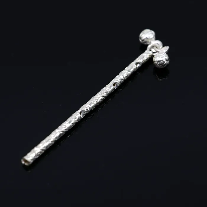 Rings TRIBAL ORNAMENTS Amazing design Solid sterling silver handmade idol krishna flute silver bansuri laddu gopala flute little krishna flute puja art su358