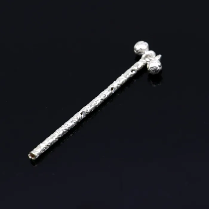 Rings TRIBAL ORNAMENTS Amazing design Solid sterling silver handmade idol krishna flute silver bansuri laddu gopala flute little krishna flute puja art su358