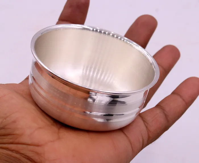 Rings TRIBAL ORNAMENTS Handmade 999 fine silver baby bowl excellent silver utensils from india plain high quality silver vessels silver kitchen utensils sv41