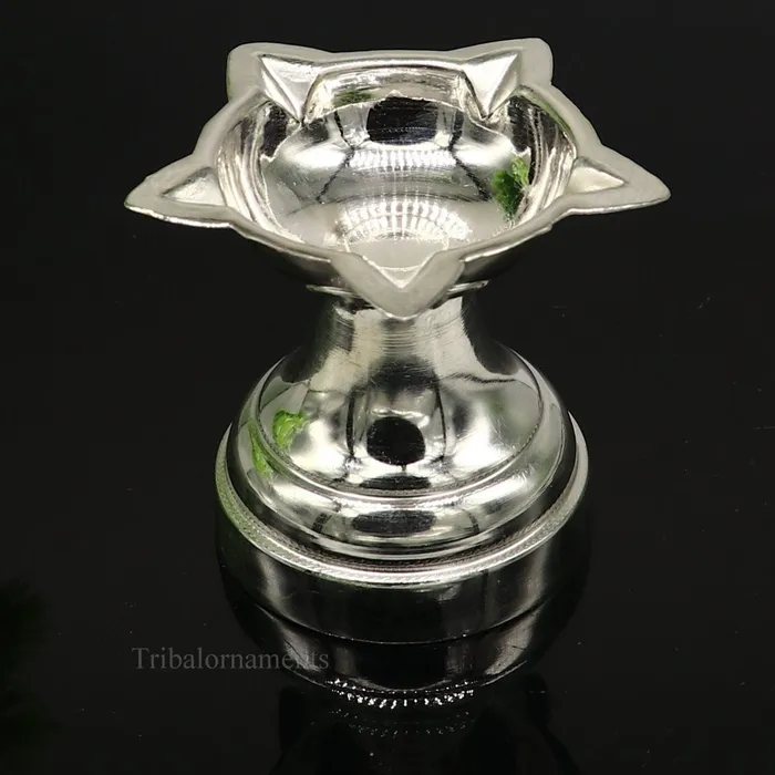 Rings TRIBAL ORNAMENTS solid sterling silver handmade elegant oil lamp silver home temple utensils silver diya deepak silver utensil silver puja article su404