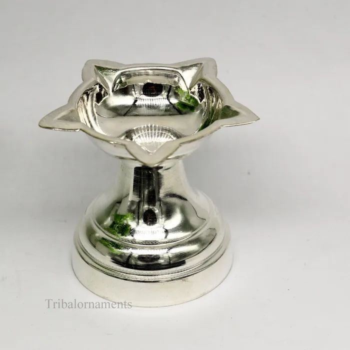 Rings TRIBAL ORNAMENTS solid sterling silver handmade elegant oil lamp silver home temple utensils silver diya deepak silver utensil silver puja article su404