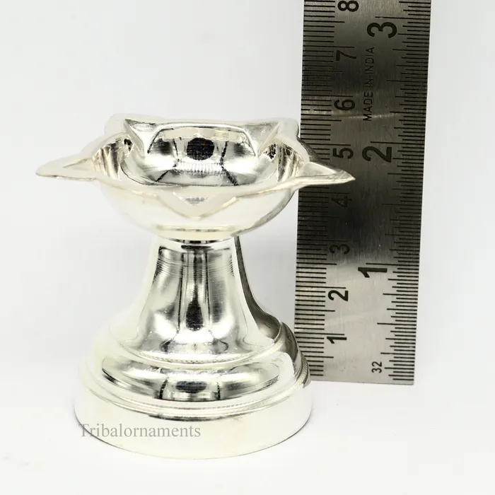 Rings TRIBAL ORNAMENTS solid sterling silver handmade elegant oil lamp silver home temple utensils silver diya deepak silver utensil silver puja article su404