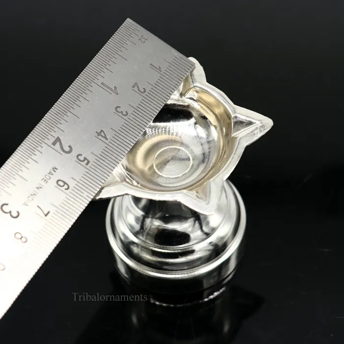 Rings TRIBAL ORNAMENTS solid sterling silver handmade elegant oil lamp silver home temple utensils silver diya deepak silver utensil silver puja article su404