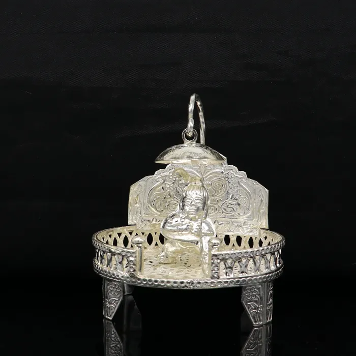 Rings TRIBAL ORNAMENTS Vintage design 925 pure sterling silver Sinhasan idol krishna Bal Gopala throne god statues stand chair temple art puja article su187