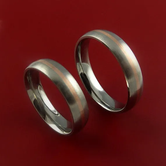 Rose Gold and Titanium Matching Rings Wedding Band Set Sizes 322 Lashbrook Rings Rose Gold and Titanium Matching Rings Wedding Band Set Sizes 322 Lashbrook Rings