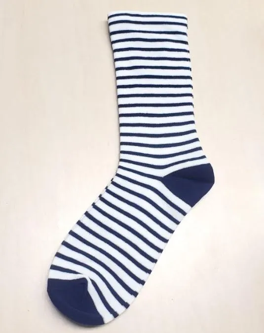 SF282 White Navy Blue Stripes Socks POLLY Rings