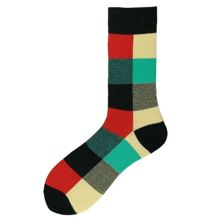 SF723 Green Red Beige Checkered Socks POLLY Earrings