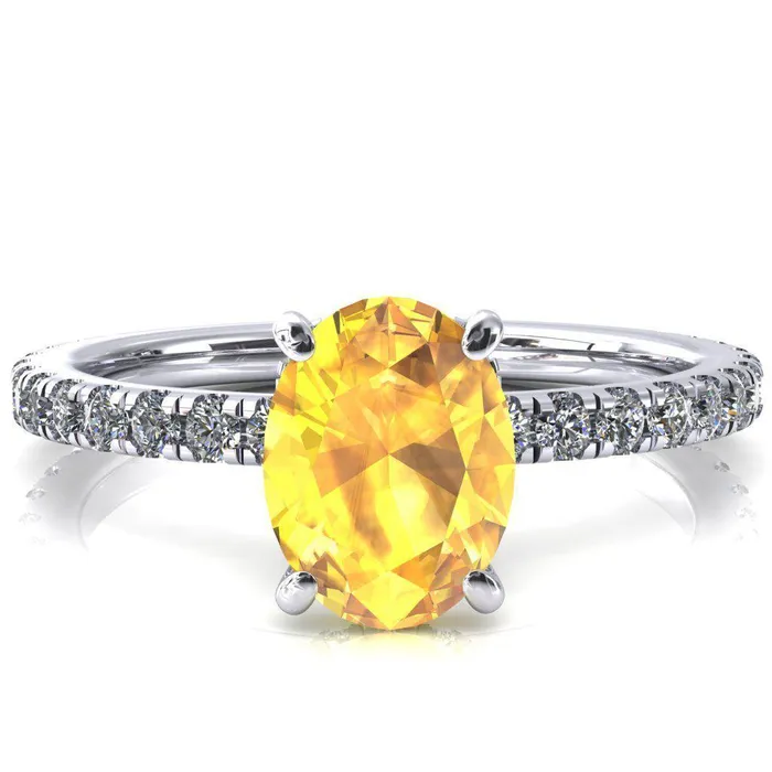Sicili Oval Yellow Sapphire 4 Prong 34 Micro Pave Diamond Engagement Ring Fire Brilliance Rings Sicili Oval Yellow Sapphire 4 Prong 34 Micro Pave Diamond Engagement Ring Fire Brilliance Rings