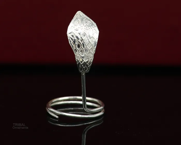 Solid sterling silver handmade fabulous vintage antique mini snake or shiva snake for puja or worshipping solid Diwali puja article su603 TRIBAL ORNAMENTS Rings
