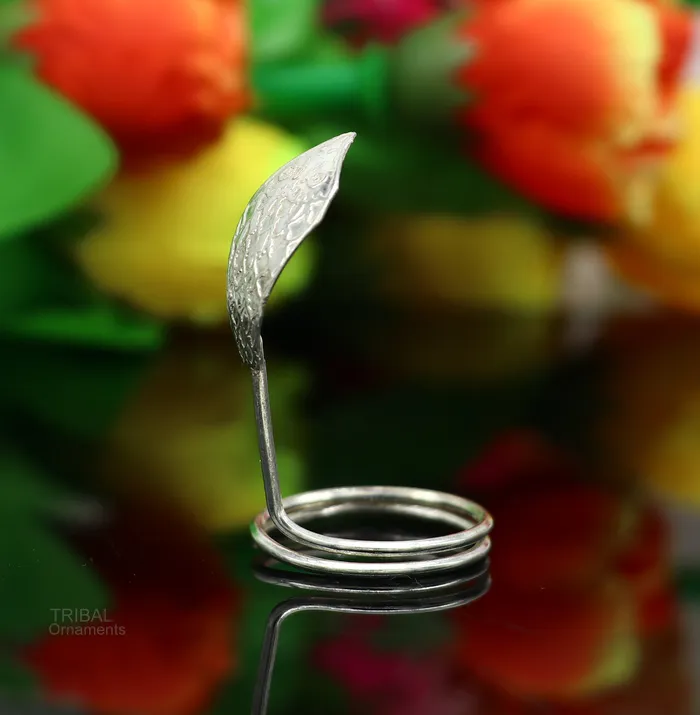 Solid sterling silver handmade fabulous vintage antique mini snake or shiva snake for puja or worshipping solid Diwali puja article su603 TRIBAL ORNAMENTS Rings
