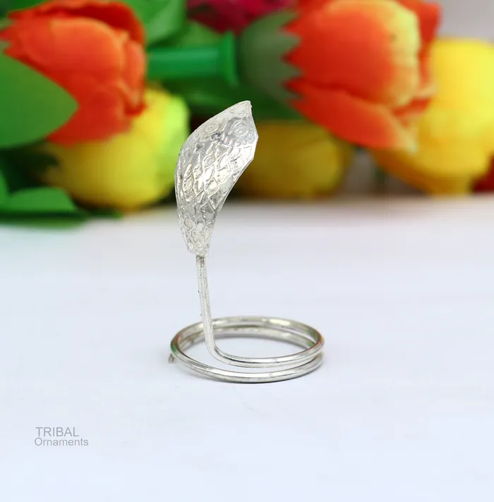 Solid sterling silver handmade fabulous vintage antique mini snake or shiva snake for puja or worshipping solid Diwali puja article su603 TRIBAL ORNAMENTS Rings