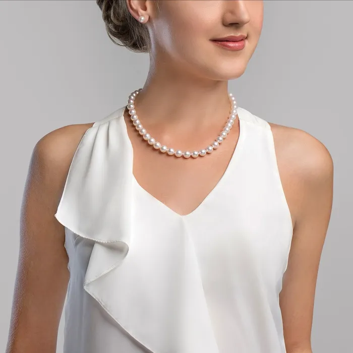 spt Necklaces 8595mm White Freshwater Pearl Necklace AAA Quality