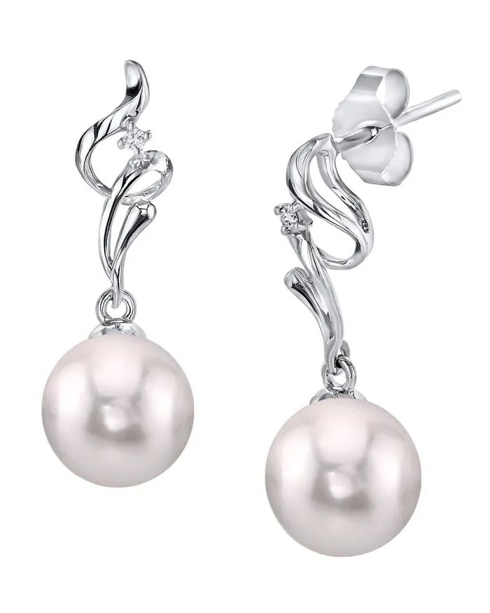 spt White Akoya Pearl Diamond Aria Earrings Earrings