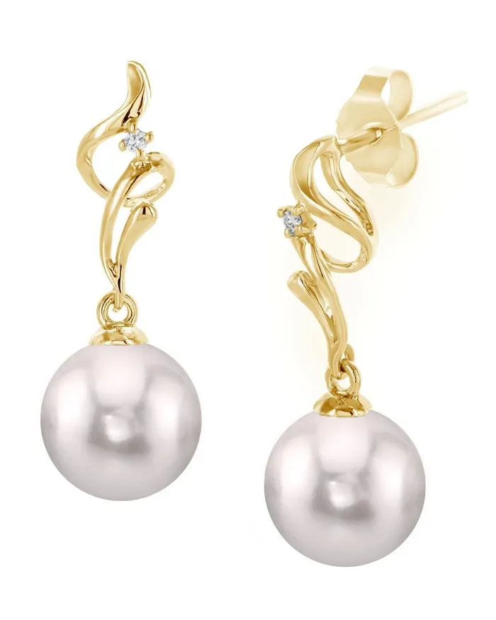 spt White Akoya Pearl Diamond Aria Earrings Earrings