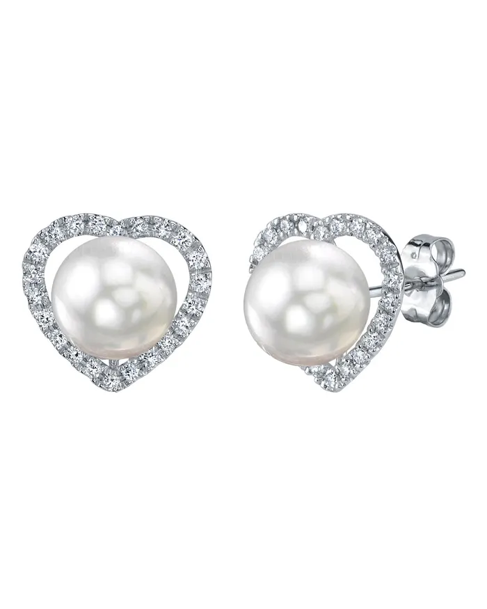 spt White South Sea Pearl Diamond Cherish Stud Earrings Earrings