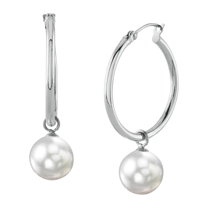 spt White South Sea Pearl Hoop Leane Dangling Earrings Earrings