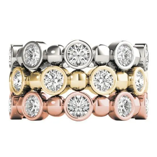 Stackables 34 Eternity TriTone Gold Round Bezel Diamonds Large Beads 3Band Set Selectables Fire Brilliance Rings Stackables 34 Eternity TriTone Gold Round Bezel Diamonds Large Beads 3Band Set Selectables Fire Brilliance Rings