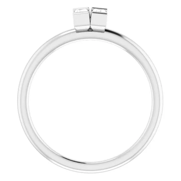 Straight Baguette Two Gemstone Bezel Ring FIRE BRILLIANCE Rings