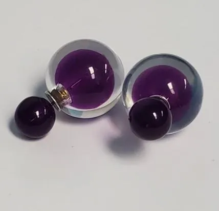 Susan Earrings E1307 Clear Purple Double Ball Earrings