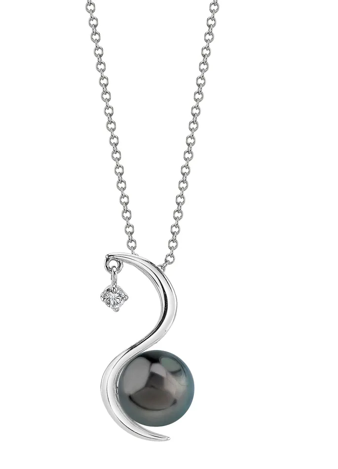 Tahitian South Sea Pearl Diamond Ellis Pendant spt Necklaces