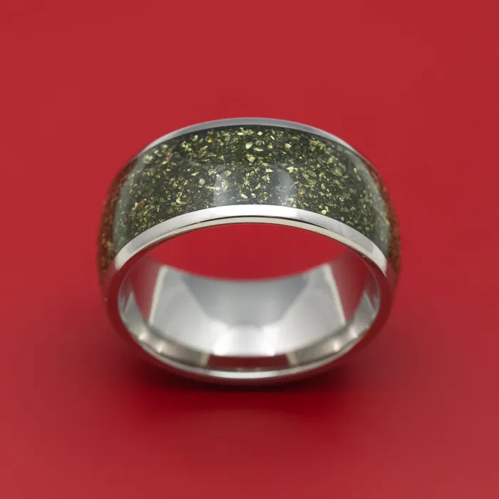 Titanium and Pyrite Mens Ring Custom Made Stone Inlay Band Lashbrook Rings Titanium and Pyrite Mens Ring Custom Made Stone Inlay Band Lashbrook Rings