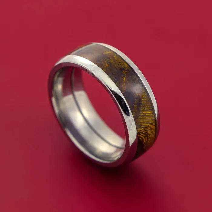 Titanium Ring with Hardwood Inlay Custom Made Band Lashbrook Rings
