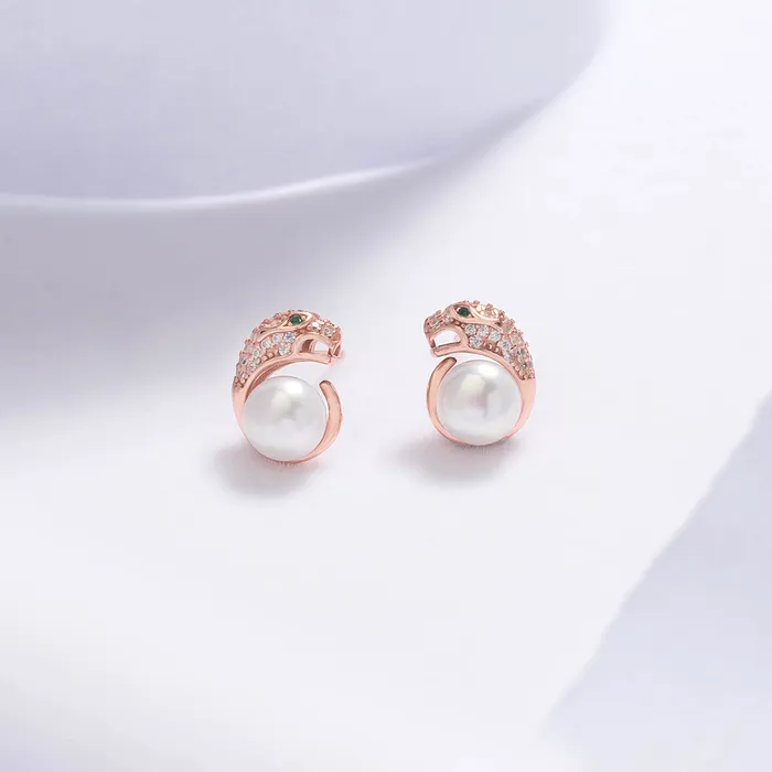 Top Lustre Leopard Freshwater Pearl Earrings WE00532 SAFARI Pearly Lustre Earrings