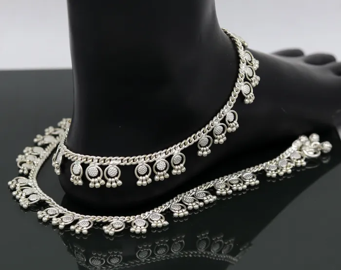 TRIBAL ORNAMENTS 10 Handmade sterling silver ankle bracelet charm anklets with fabulous hanging tiny drops excellent customized gifting jewelry ank210 Bracelets TRIBAL ORNAMENTS 10 Handmade sterling silver ankle bracelet charm anklets with fabulous hanging tiny drops excellent customized gifting jewelry ank210 Bracelets