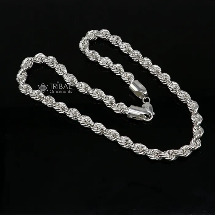 TRIBAL ORNAMENTS 2024 Heavy 8mm Rope chain 925 sterling silver handmade rope chain necklace chain plain bright silver trendy style mens chain ch570 Necklaces TRIBAL ORNAMENTS 2024 Heavy 8mm Rope chain 925 sterling silver handmade rope chain necklace chain plain bright silver trendy style mens chain ch570 Necklaces
