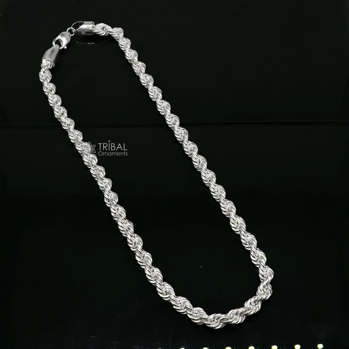 TRIBAL ORNAMENTS 2024 Heavy 8mm Rope chain 925 sterling silver handmade rope chain necklace chain plain bright silver trendy style mens chain ch570 Necklaces TRIBAL ORNAMENTS 2024 Heavy 8mm Rope chain 925 sterling silver handmade rope chain necklace chain plain bright silver trendy style mens chain ch570 Necklaces