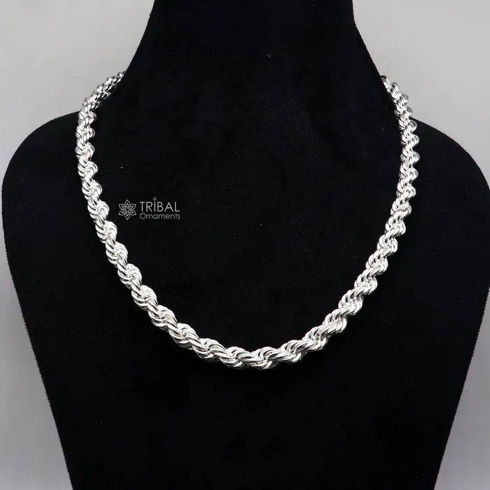 TRIBAL ORNAMENTS 2024 Heavy 8mm Rope chain 925 sterling silver handmade rope chain necklace chain plain bright silver trendy style mens chain ch570 Necklaces TRIBAL ORNAMENTS 2024 Heavy 8mm Rope chain 925 sterling silver handmade rope chain necklace chain plain bright silver trendy style mens chain ch570 Necklaces