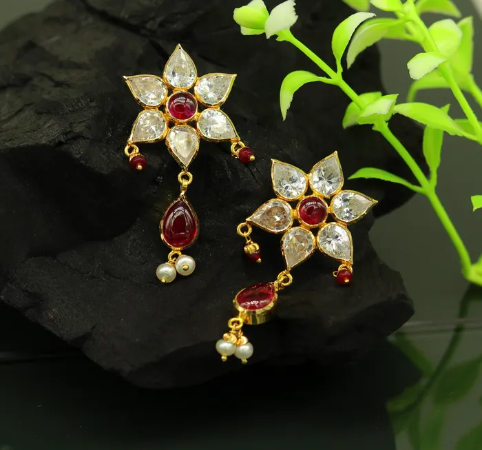 TRIBAL ORNAMENTS 22kt yellow gold handmade gorgeous stud earring excellent stylish wedding bridesmaid customized stud earring personalized jewelry from india Earrings
