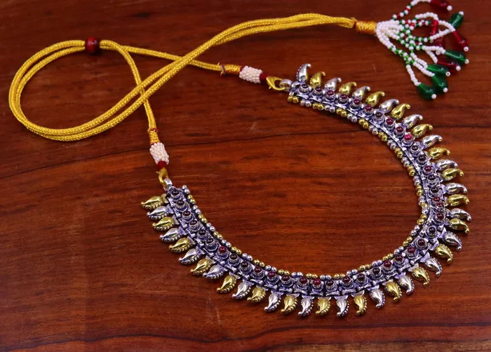 TRIBAL ORNAMENTS 925 sterling silver dual tone mango ankle bracelet or necklace multipurpose tribal ethnic jewelry charm necklaceanklet bellydance ank111 Necklaces