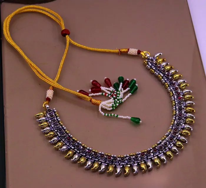 TRIBAL ORNAMENTS 925 sterling silver dual tone mango ankle bracelet or necklace multipurpose tribal ethnic jewelry charm necklaceanklet bellydance ank111 Necklaces