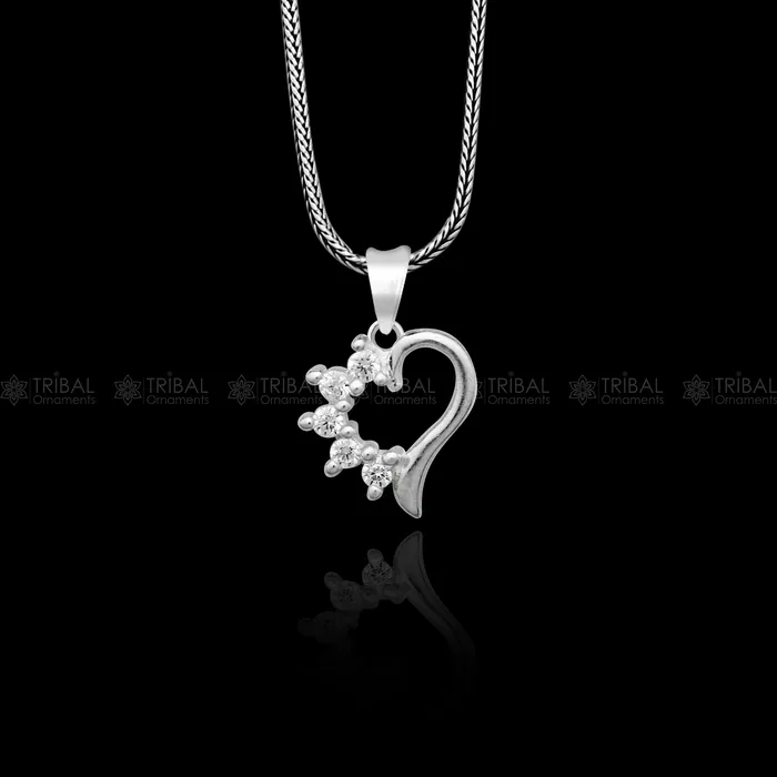 TRIBAL ORNAMENTS 925 Sterling silver heart design diamond pendant nsp936 Necklaces