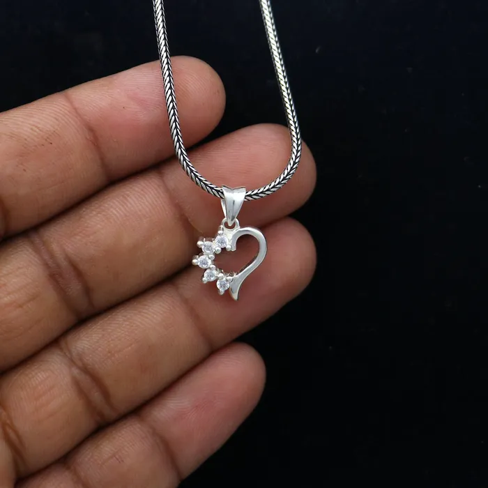 TRIBAL ORNAMENTS 925 Sterling silver heart design diamond pendant nsp936 Necklaces