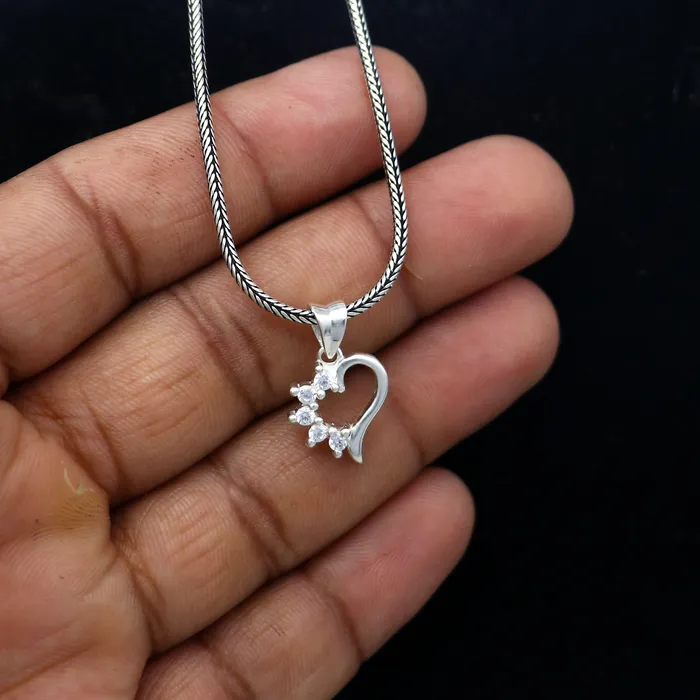 TRIBAL ORNAMENTS 925 Sterling silver heart design diamond pendant nsp936 Necklaces