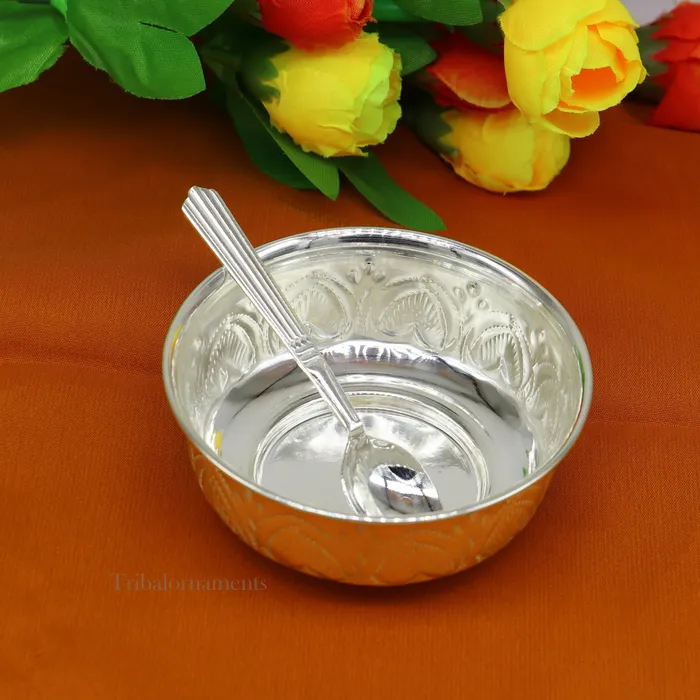 TRIBAL ORNAMENTS 999 fine silver handmade kandrai nakshi work bowl silver puja vessel silver worshippingpuja utensils prasad bowl baby bowl sv245 Necklaces TRIBAL ORNAMENTS 999 fine silver handmade kandrai nakshi work bowl silver puja vessel silver worshippingpuja utensils prasad bowl baby bowl sv245 Necklaces